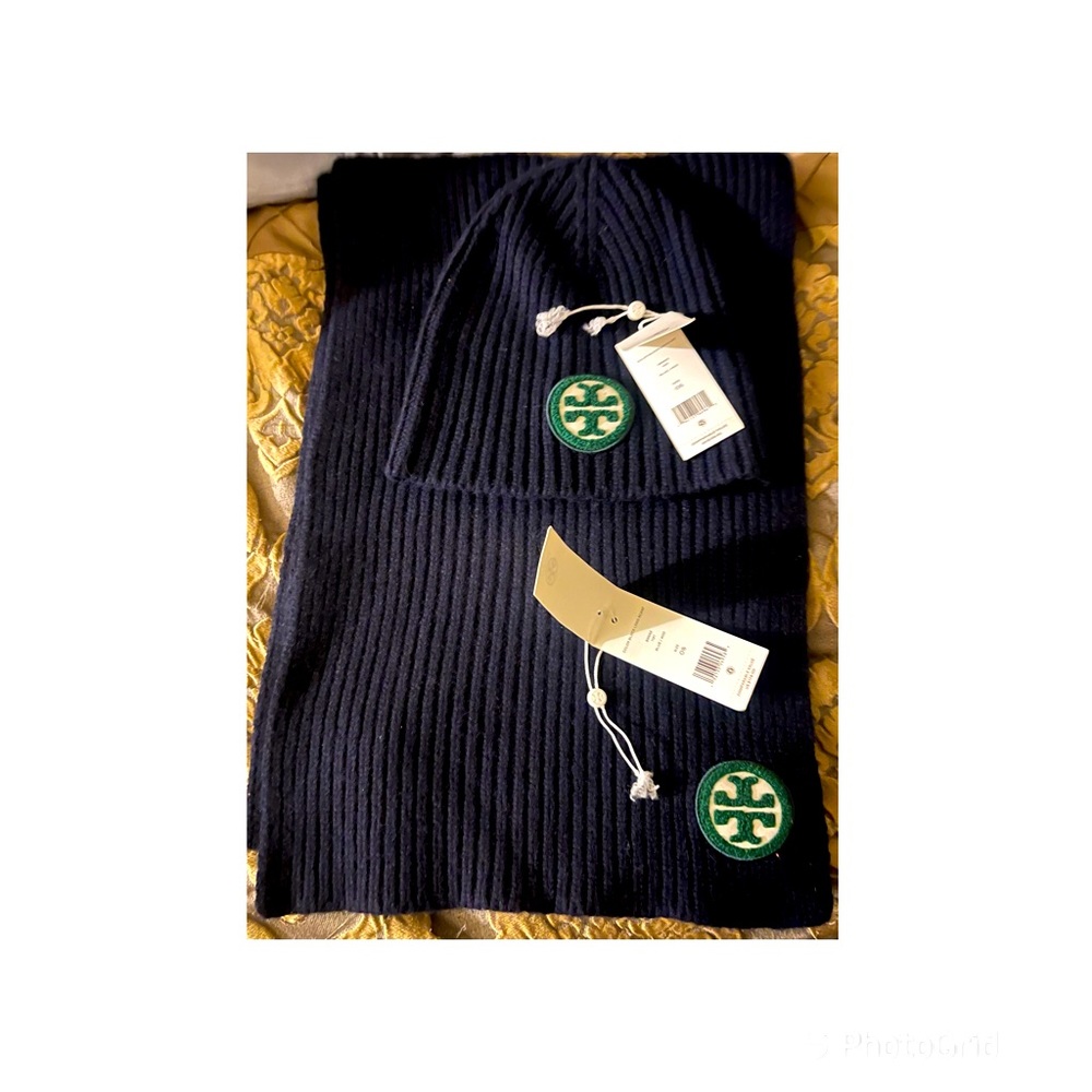 Tory Burch Color Block Logo Scarf/ Hat Set. Brand New but I did take tags off.